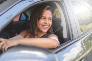 Girl driving a car